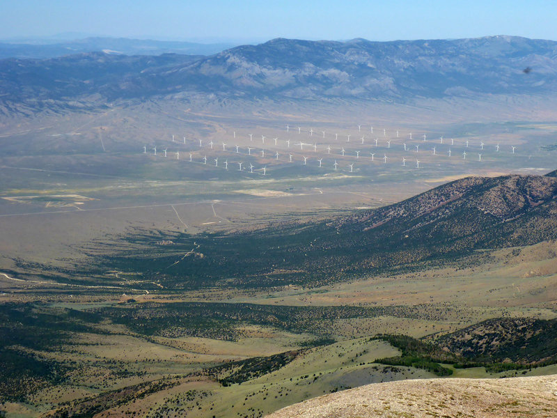 Looking northeast at the wind turbines in Spring Valley