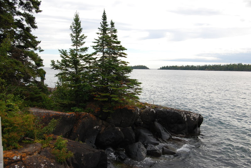 Shore scene from the Guest House deck, Rock Harbor, Isle Royale National Park, Michigan