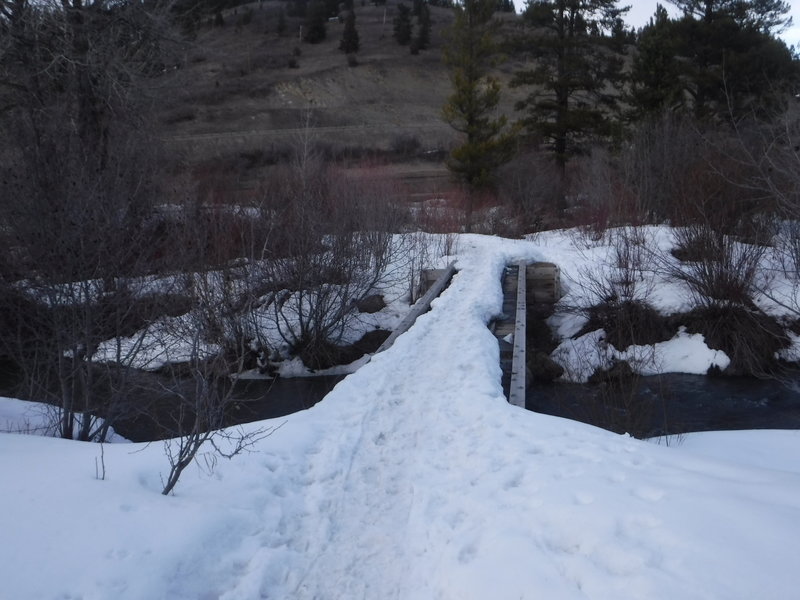 At the trailhead, bridge crossing Rocky Creek.