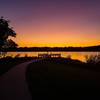 Chalco Hills Recreation Area, Omaha, NE - Fishing dock on cloudless sundown.