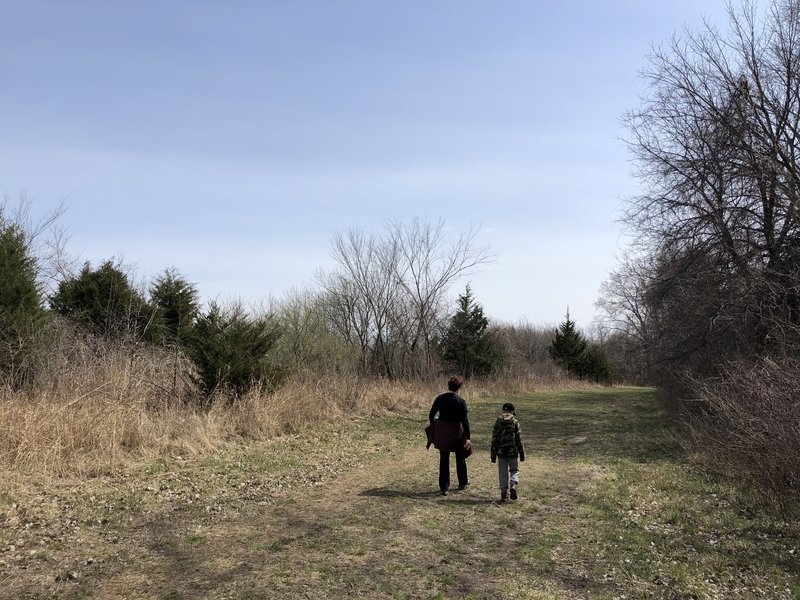 This is part of the main trail that follows along the edge of the woods.