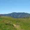 Copernicus Peak, the highest point in Santa Clara County at 4,360 ft. (center) and Mt. Hamilton, 4,265 ft., (right center), can be seen when looking southeast from high on Antler Point Trail.