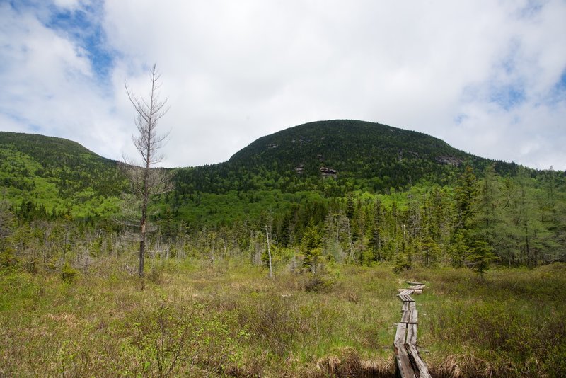 The trail around Lonesome Lake is mostly along boardwalks