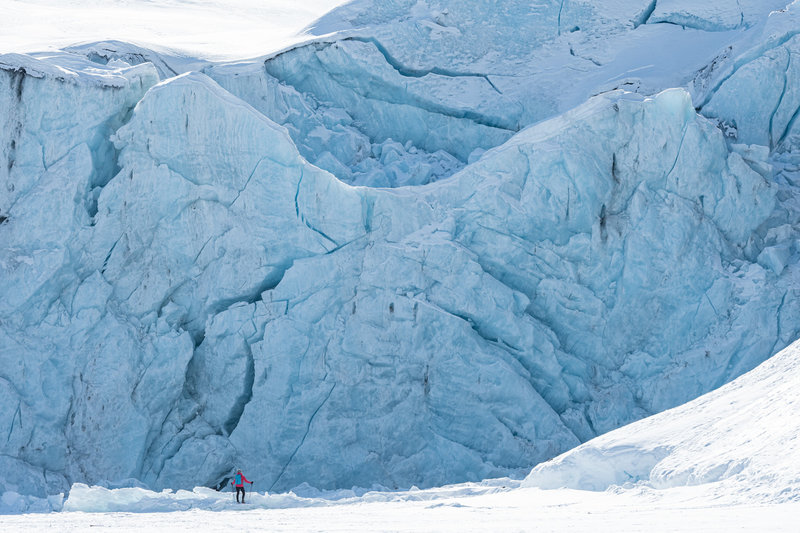 Looking at Portage Glacier from a safe distance.