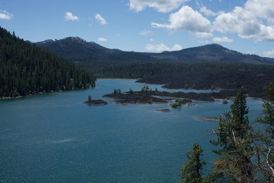 The view from the trail is amazing.  You can see where the Fantastic Lava Beds come right up to Butte Lake.