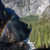 A partial rainbow above a very misty Vernal Falls