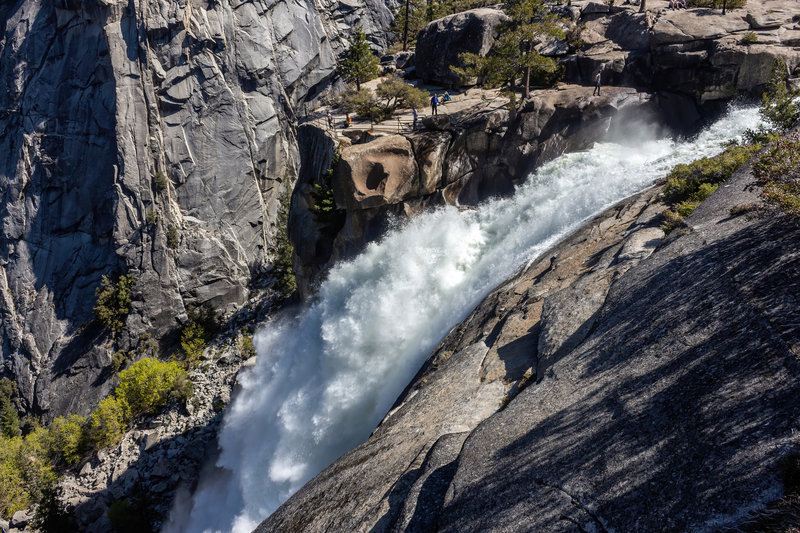 A small platform lets you get very close to the edge of Nevada Falls