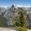 Panorama across Tenaya Canyon, Half Dome, Vernal and Nevada Falls, and Mount Starr King