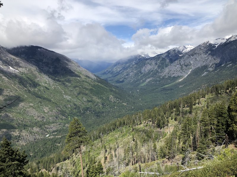 Looking northwest down the Icicle Creek canyon from the Fourth of July Creek Trail.