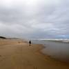 Walking south along the beach at low tide