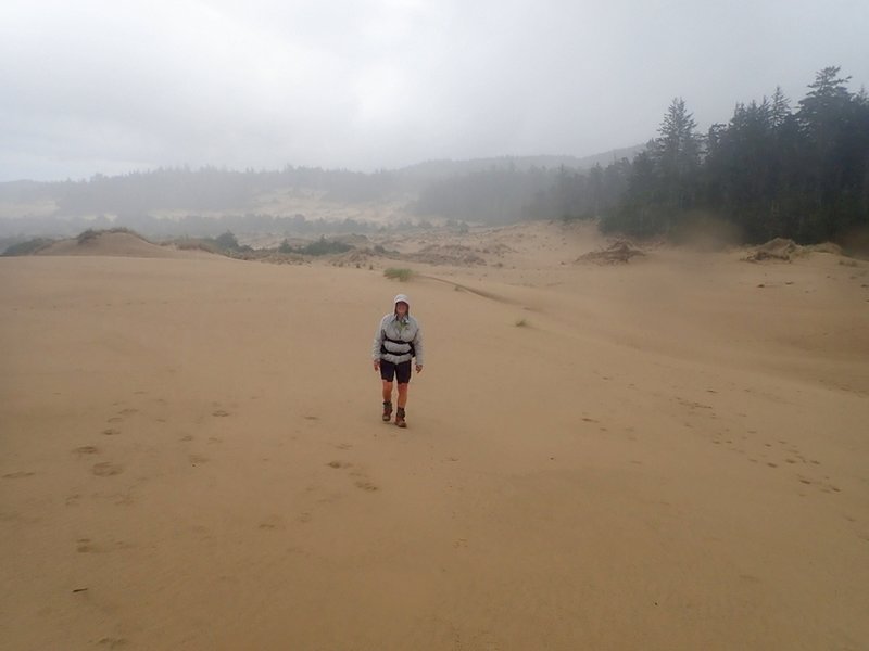 Passing near Tahkenitch Creek during a rain squall