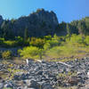 The much more rugged eastern ridge scramble route of Mount Beachie as seen from the official trail