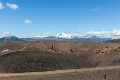 Lassen Peak across the Cinder Cone crater
