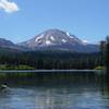 The iconic view of Lassen Peak from Manzanita Lake's north end.