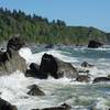 Waves crashing on the rocks below the aptly named Rocky Point.