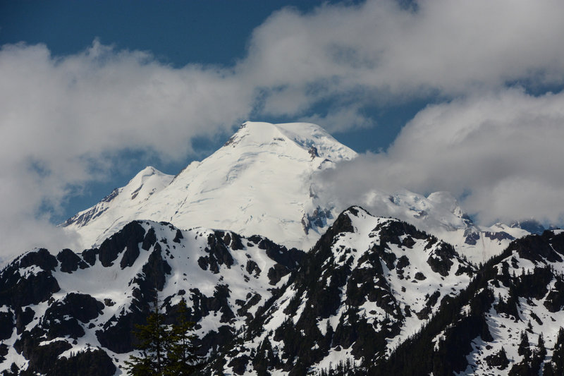 Mount Baker framed by clouds