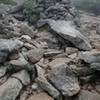 Just past the Mt. Lafayette summit along the Greenleaf Path rock trail was loose and often very unstable footing.