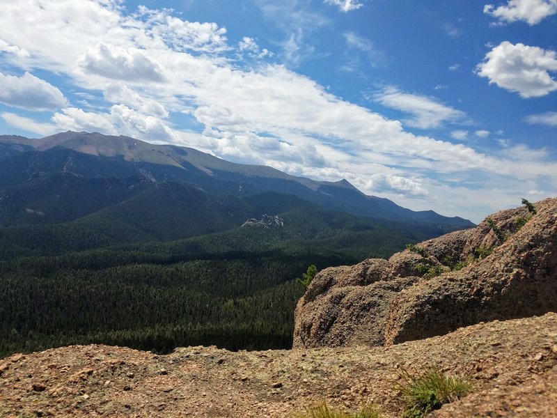 View of Pikes Peak from atop of Raspberry Mountain.