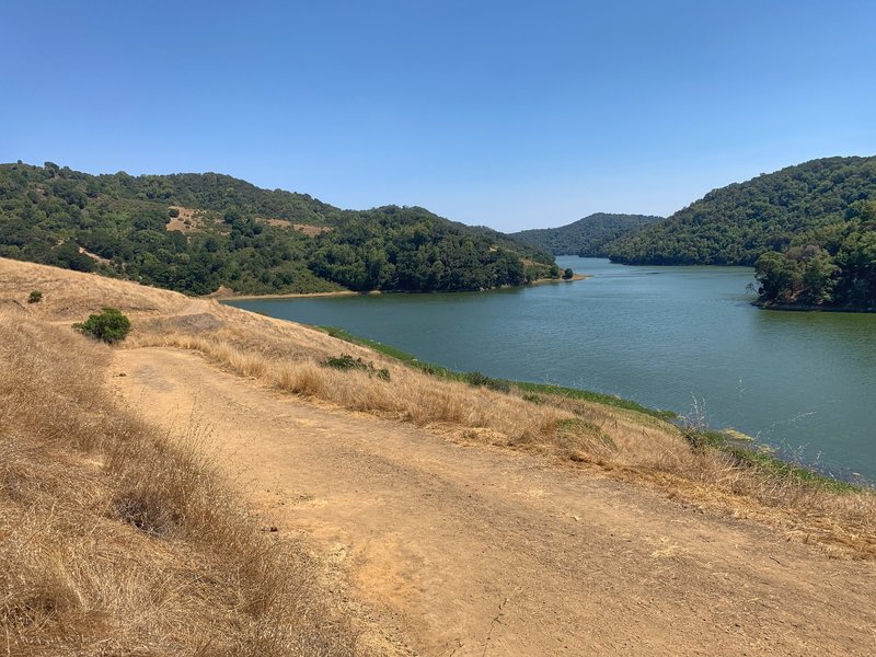 Looking south at the San Leandro Reservoir from the King Canyon Loop Trail.