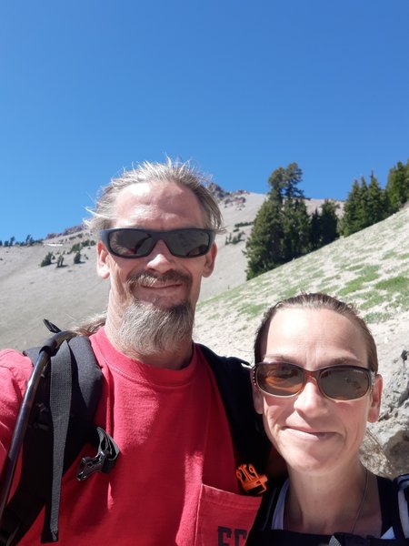 My fiance and are climbing lassen. We are about a mile from the peak.