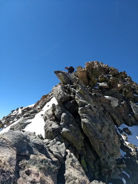 Descending Mt. Bierstadt onto the Sawtooth.