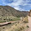 Train traveling along the Arkansas River.