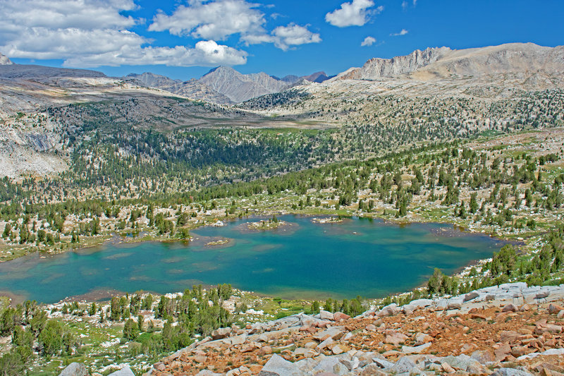 Looking across Elba Lake towards Pine Creek Pass.