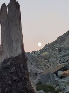 Moon rise from bivy sack - Lake Lois