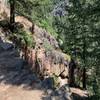 Incredible views from the trail down to Mad Creek below.  Watch for shifting pebbles and sand.  Bring a good hiking stick.