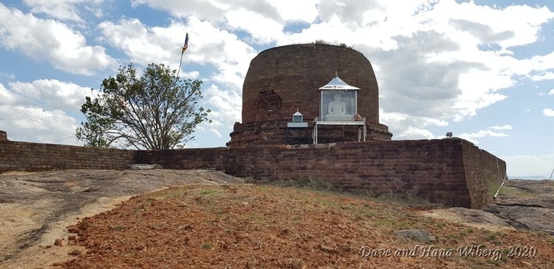 Ancient dagaba at the top of the mountain, the only surviving cylindrical dagaba in Sri Lanka.