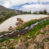 Snowfield just below Lake Isabelle.