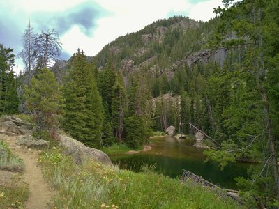 A quiet, pretty pool along Boulder Creek, is passed by Boulder Canyon Trail.
