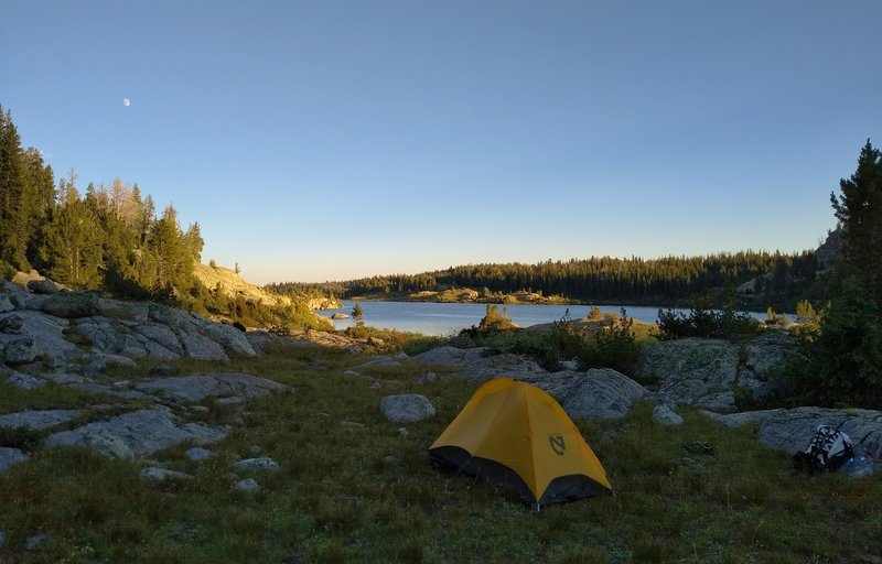 The north end of the northern Chain Lake, is a great place to spend the night.