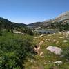 Baldy Lakes, at the foot of Mt. Baldy (right), are seen from the  junction of the CDT/Fremont Trail and Baldy Lakes Trail.