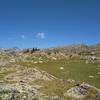 Mt. Lester emerges in the distance to the north from an alpine area of the  CDT/Fremont Trail just south of Mt. Baldy.