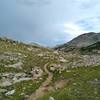 In the alpine, with "weather" coming in, on the CDT/Fremont Trail, the view to the north from Hat Pass.