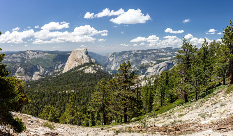 Half Dome and Yosemite Valley from the ascent to Clouds Rest