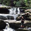 Standing amid the cascades.