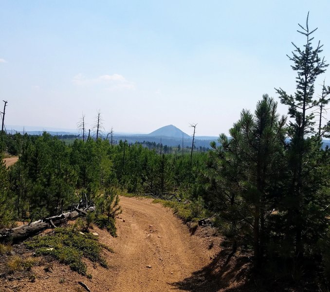 View of Signal Butte from Turkey Creek Trail. Hazy from wildfires.