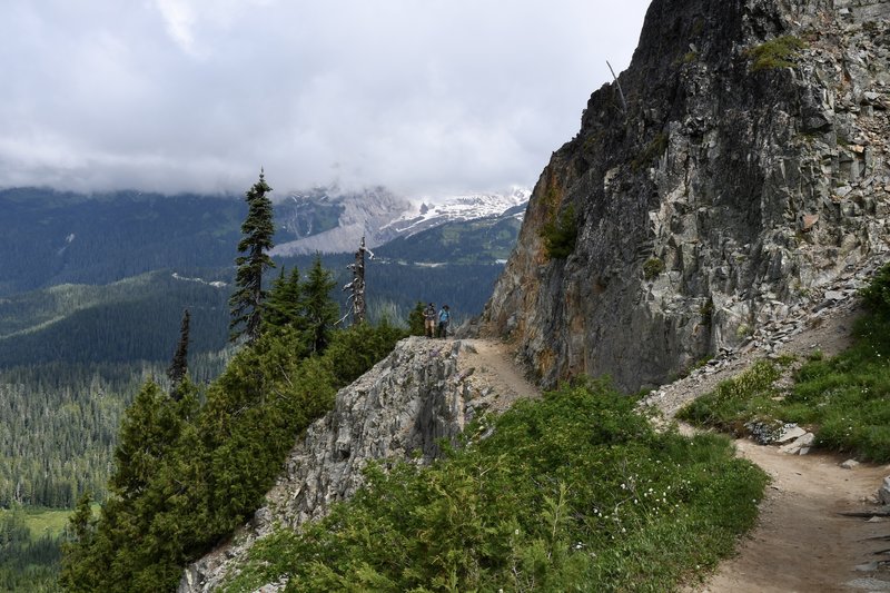 Looking down the trail, just below the saddle.