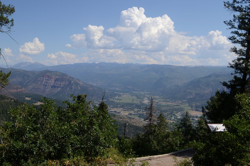 Looking out over the river valley far below.