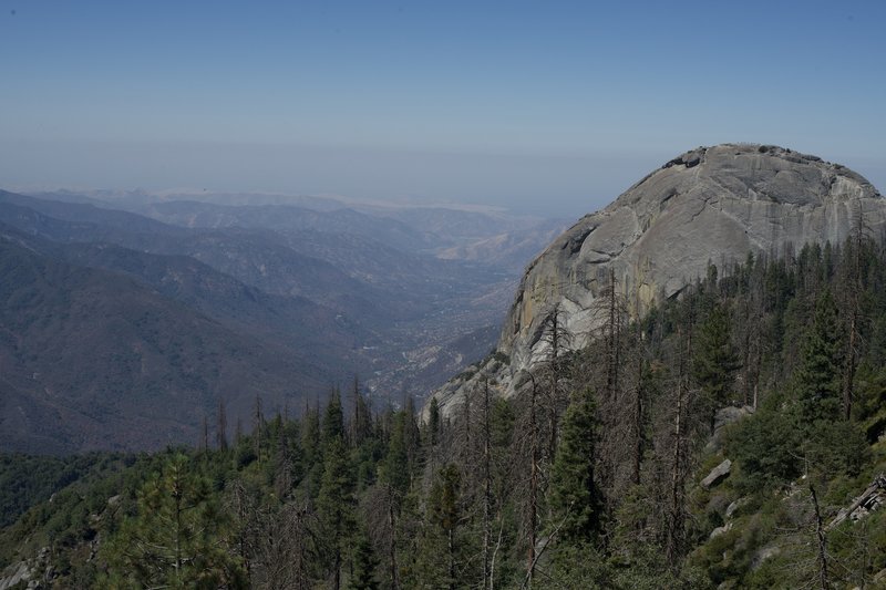 Views of Moro Rock and the foothills below from Bobcat Point.