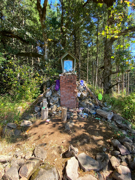 The strange little shrine to Our Lady of Guadalupe at the top of the trail.