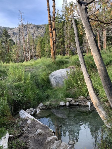 Iva Bell Hot Spring. Small pools have been created with camping space around them. Perfect after a long day hiking!