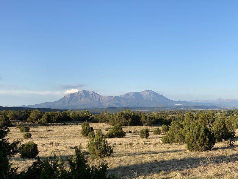 Spanish Peaks just after sunrise.