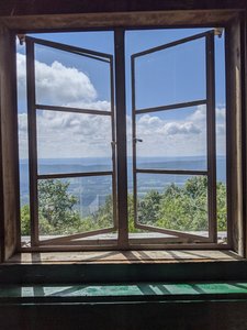 Inside the Hanging Rock Raptor Observatory.