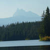 An idea of the view of Three Fingered Jack over Marion Lake but obstructed by smoke.