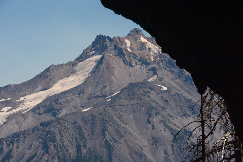 Mount Jefferson past the mouth of Boca Cave.