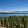 Panorama across Jenny Lake from the ascent to Inspiration Point.