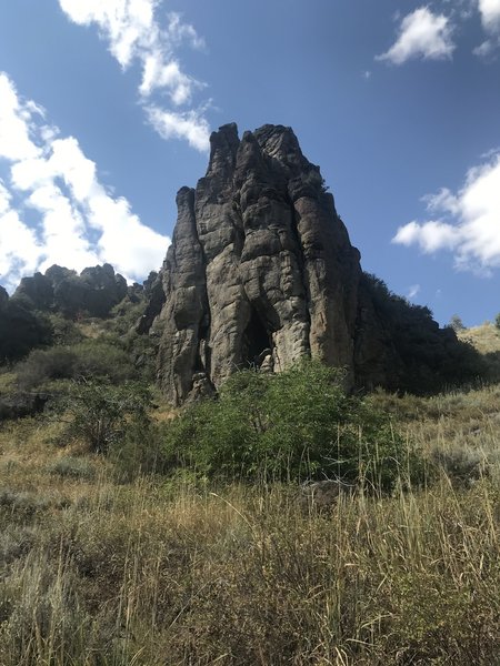 A small cave in the rhyolite cliffs above Trapper Creek.